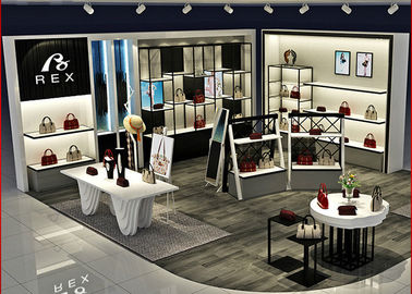 Porcellana Dimensione su misura di legno di lusso degli espositori del negozio di scarpe della borsa dei boutique fornitore