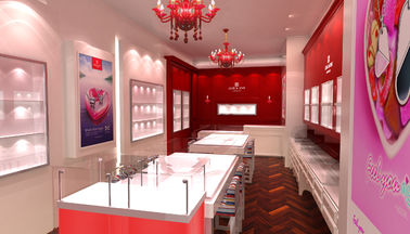 Porcellana Rosa/contenitore per esposizione chiudente rosso dei gioielli per interior design del negozio di gioielli fornitore
